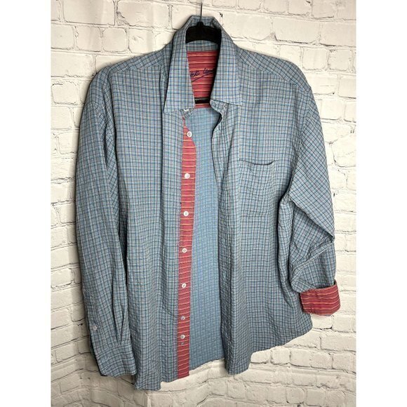 BUGATCHI UOMO MENS LONG SLEEVE BUTTON FRONT WITH CUFF PATTERN  SZ (M)   EUC    E - Picture 1 of 7